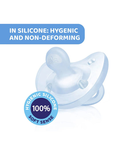 Chicco PhysioForma Soft Soother Blue-Orthodontic Pacifier-2 to 6M-Pack of 2