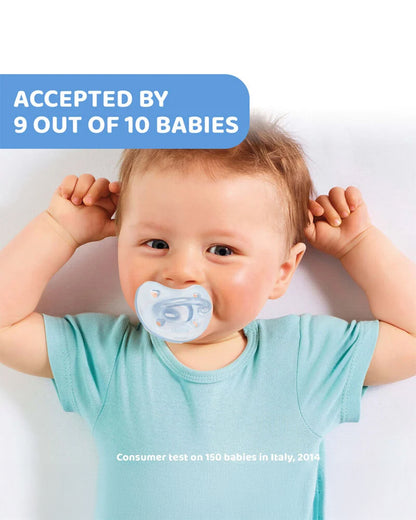 Chicco PhysioForma Soft Soother Blue-Orthodontic Pacifier-2 to 6M-Pack of 2