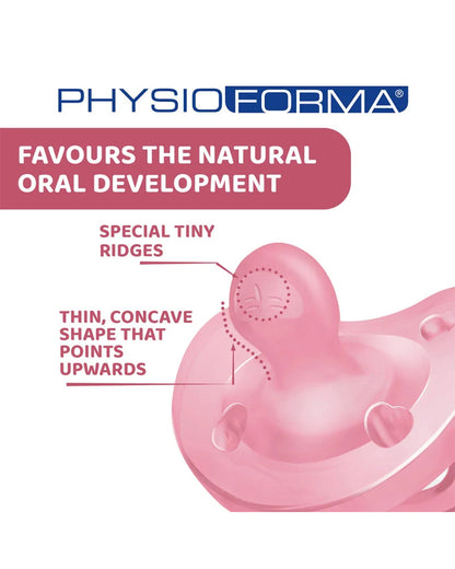 Chicco PhysioForma Soft Soother Pink-Orthodontic Pacifier-6 to 16M-Pack of 2