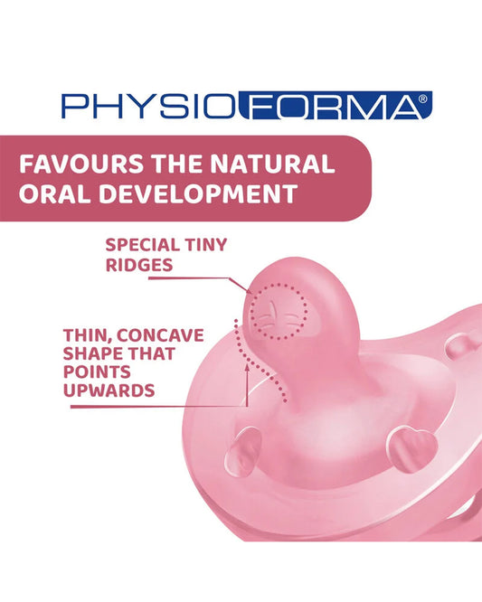 Chicco PhysioForma Soft Soother Pink-Orthodontic Pacifier-6 to 16M-Pack of 2