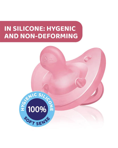 Chicco PhysioForma Soft Soother Pink-Orthodontic Pacifier-6 to 16M-Pack of 2