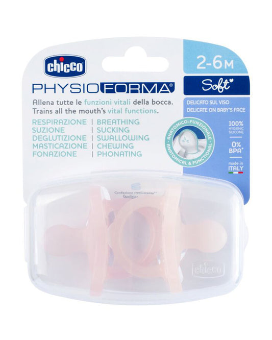 Chicco PhysioForma Soft Soother Pink-Orthodontic Pacifier-2 to 6M-Pack of 2