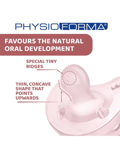 Chicco PhysioForma Soft Soother Pink-Orthodontic Pacifier-2 to 6M-Pack of 2