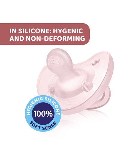 Chicco PhysioForma Soft Soother Pink-Orthodontic Pacifier-2 to 6M-Pack of 2
