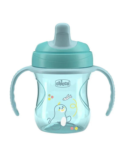Chicco Training Cup-Ergonomic Design-Easy Grip-Spout Sipper-Teal-6M+