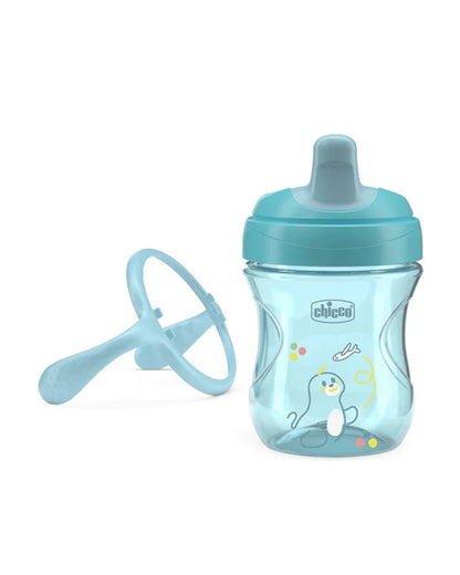 Chicco Training Cup-Ergonomic Design-Easy Grip-Spout Sipper-Teal-6M+