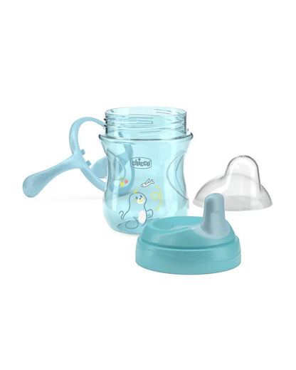 Chicco Training Cup-Ergonomic Design-Easy Grip-Spout Sipper-Teal-6M+