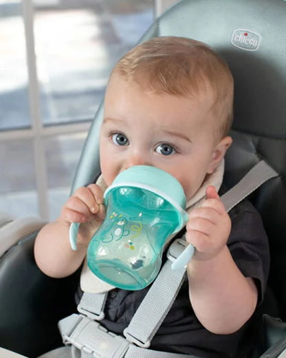 Chicco Training Cup-Ergonomic Design-Easy Grip-Spout Sipper-Teal-6M+