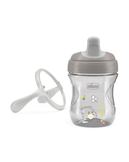 Chicco Training Cup-Ergonomic Design-Easy Grip-Spout Sipper-Grey-6M+