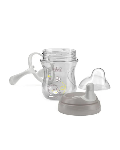 Chicco Training Cup-Ergonomic Design-Easy Grip-Spout Sipper-Grey-6M+