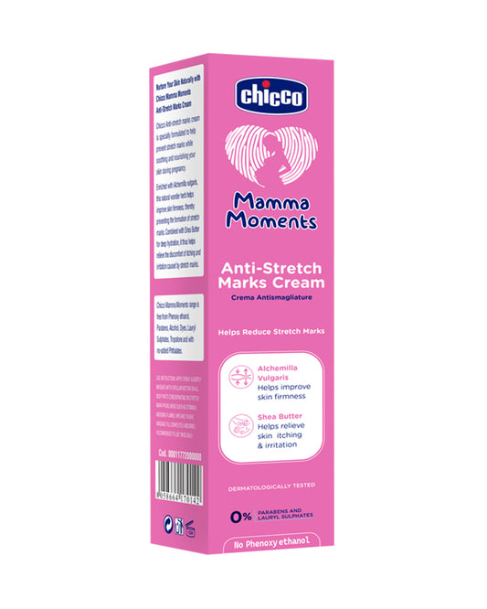 Chicco Mamma Moments Stretch Marks Cream-With Shea butter & Alchemilla-Vulgaris-Pregnancy & Breastfeeding Safe