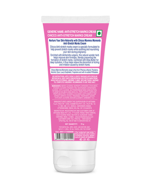 Chicco Mamma Moments Stretch Marks Cream-With Shea butter & Alchemilla-Vulgaris-Pregnancy & Breastfeeding Safe