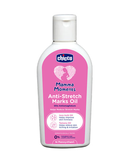 Chicco Mamma Moments Stretch Marks Oil-With Tamanu oil & Inca-inchi oil-Nourishes Belly-Reduces Stretch Marks-Pregnancy & Breastfeeding Safe