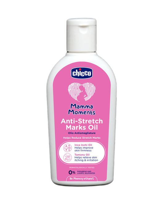 Chicco Mamma Moments Stretch Marks Oil-With Tamanu oil & Inca-inchi oil-Nourishes Belly-Reduces Stretch Marks-Pregnancy & Breastfeeding Safe