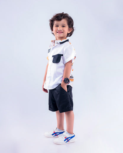 La dee da White Shirt & Shorts Set-Pirates of Caribbean-Cotton-For Infants