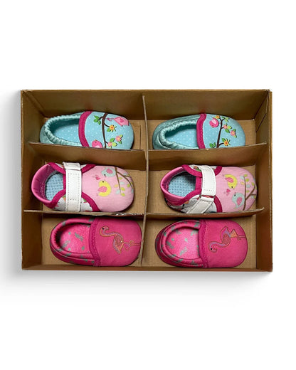 Kazarmax Pink Pre-Walker Shoes-Other Prints-Cotton-Pack of 4-For Infants