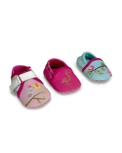 Kazarmax Pink Pre-Walker Shoes-Other Prints-Cotton-Pack of 4-For Infants