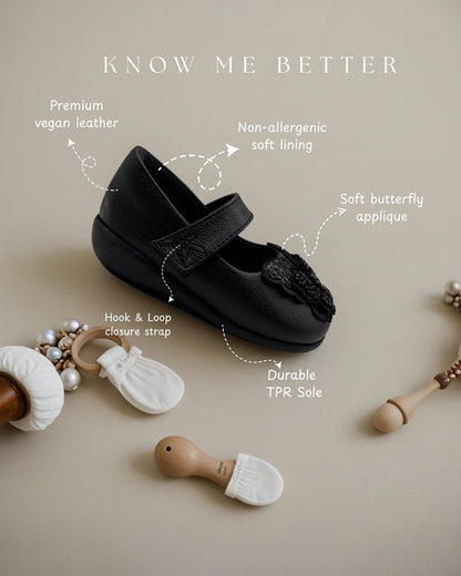 Kazarmax Black Butterfly Velcro Bellies-For Infants