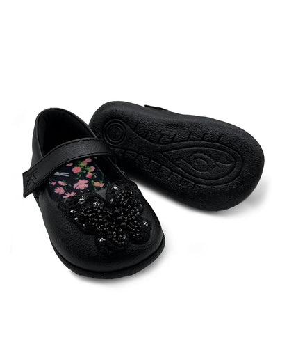 Kazarmax Black Butterfly Velcro Bellies-For Infants