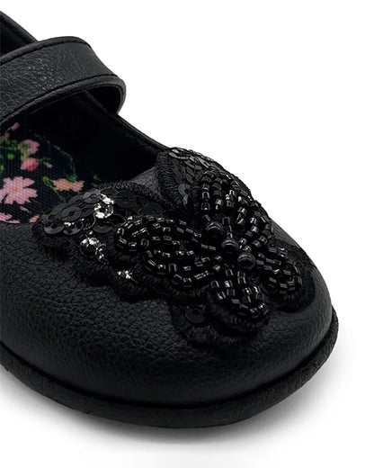 Kazarmax Black Butterfly Velcro Bellies-For Infants