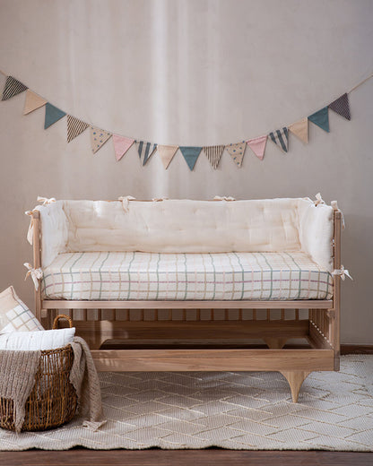 Aplito Baby Bedding Set-Wild One-Hand Embroidered-100% Organic Muslin Cotton-Off White-For Infants