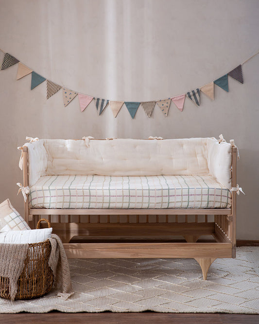 Aplito Baby Bedding Set-Wild One-Hand Embroidered-100% Organic Muslin Cotton-Off White-For Infants