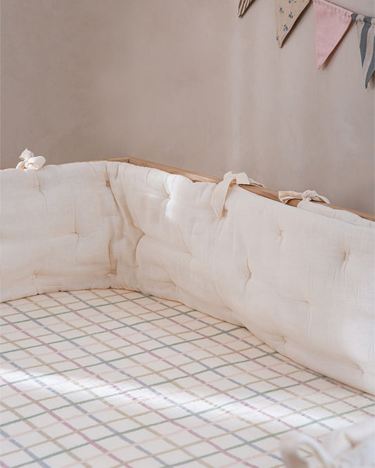 Aplito Baby Bedding Set-Wild One-Hand Embroidered-100% Organic Muslin Cotton-Off White-For Infants