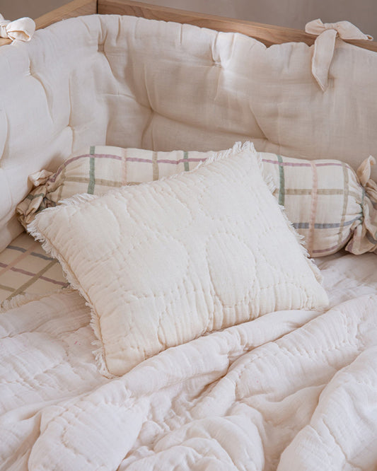 Aplito Baby Bedding Set-Wild One-Hand Embroidered-100% Organic Muslin Cotton-Off White-For Infants