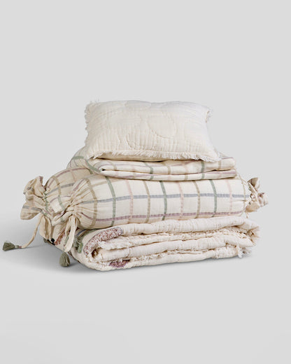 Aplito Baby Bedding Set-Wild One-Hand Embroidered-100% Organic Muslin Cotton-Off White-For Infants