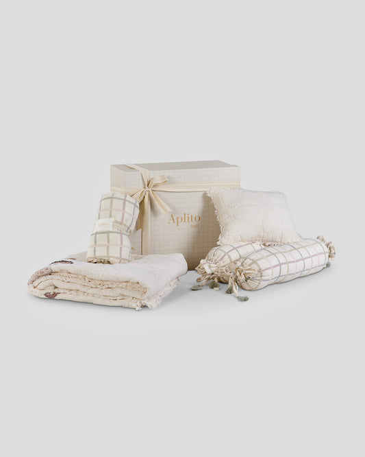 Aplito Baby Bedding Set-Wild One-Hand Embroidered-100% Organic Muslin Cotton-Off White-For Infants