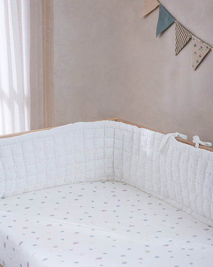 Aplito Baby Bedding Set-All Aboard Adventures-Hand Embroidered-100% Organic Muslin Cotton-White-For Infants