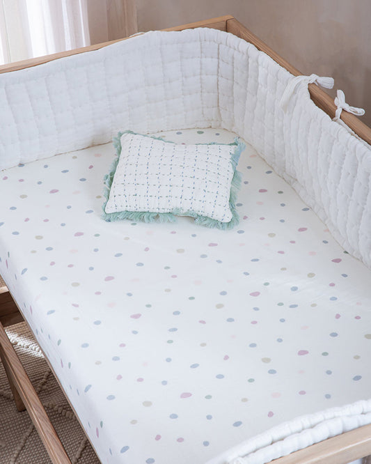 Aplito Baby Bedding Set-All Aboard Adventures-Hand Embroidered-100% Organic Muslin Cotton-White-For Infants