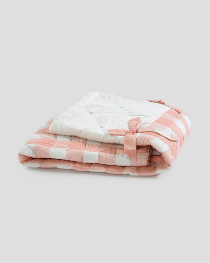 Aplito Baby Bedding Set-Bows and Peaches-Hand Embroidered-100% Organic Cambric Cotton-White & Peach-For Infants