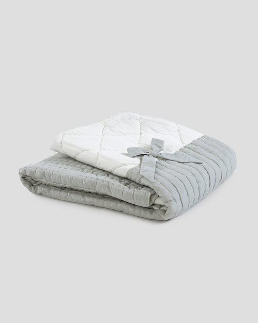 Aplito Baby Bedding Set-Bows and Greens-Hand Embroidered-100% Organic Cambric Cotton-White & Mint-For Infants