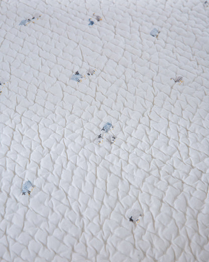 Aplito Baby Bedding Set-Baa Baa Bliss-100% Organic Cambric Cotton-White & Light Blue -For Infants