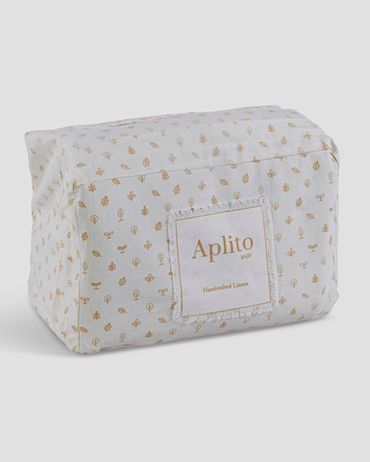 Aplito Baby Bedding Set-Baa Baa Bliss-100% Organic Cambric Cotton-White & Light Blue -For Infants