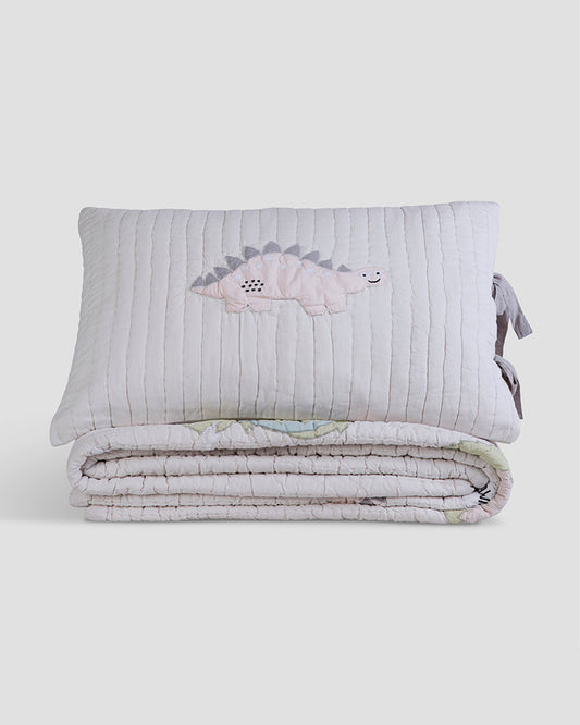 Aplito Baby Bedding Set-Dino Tales-Patchwork-100% Organic Cotton-Grey -For Toddlers
