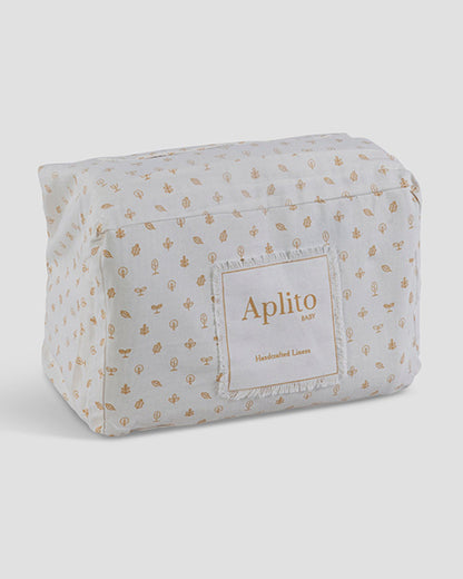 Aplito Baby Bedding Set-Dino Tales-Patchwork-100% Organic Cotton-Grey -For Toddlers