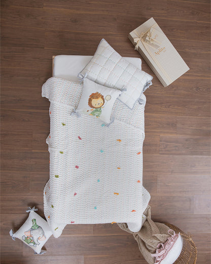 Aplito Baby Bedding Set-Lion Heart with Tassel Embellishments-100% Organic Cotton-Multicolour-For Toddlers