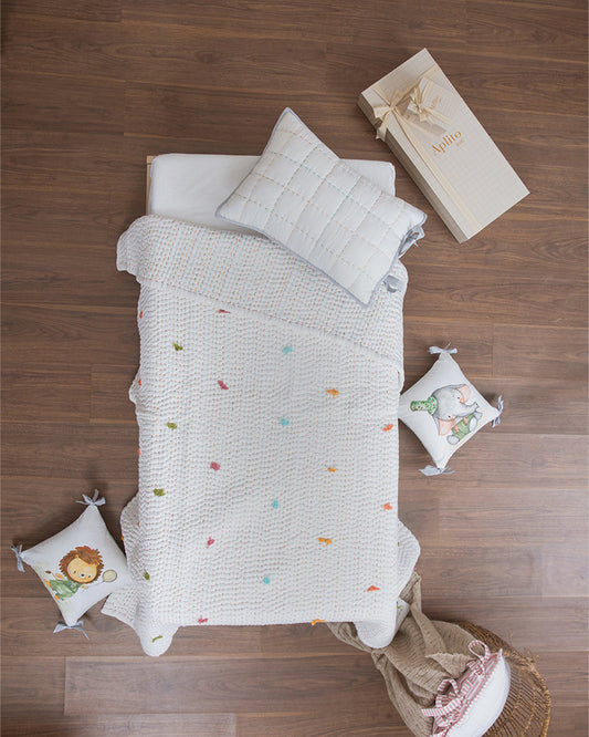 Aplito Baby Bedding Set-Lion Heart with Tassel Embellishments-100% Organic Cotton-Multicolour-For Toddlers