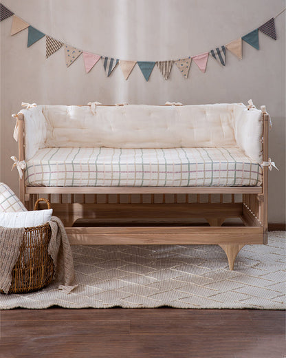 Aplito Baby Cot Bumper-Ecru-100% Organic Muslin Cotton-For Infants