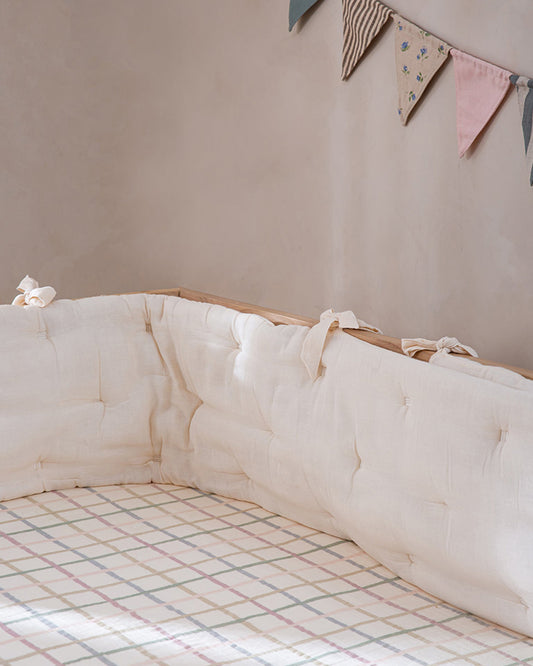 Aplito Baby Cot Bumper-Ecru-100% Organic Muslin Cotton-For Infants