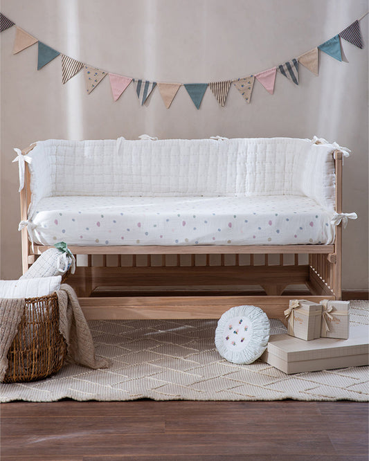 Aplito Baby Cot Bumper-Ivory-100% Organic Muslin Cotton-For Infants