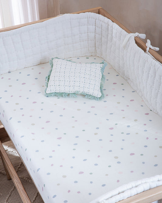 Aplito Baby Cot Bumper-Ivory-100% Organic Muslin Cotton-For Infants