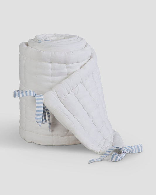 Aplito Baby Cot Bumper-Little Tuskers-100% Organic Poplin Cotton-Light Blue-For Infants