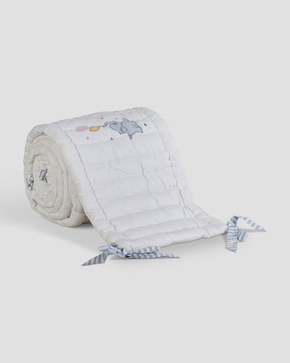 Aplito Baby Cot Bumper-Little Tuskers-100% Organic Poplin Cotton-Light Blue-For Infants