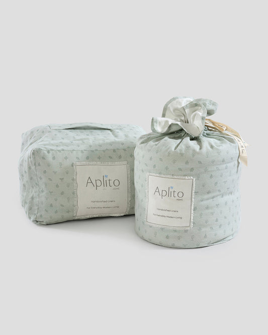 Aplito Baby Cot Bumper-Bows and Greens-100% Organic Poplin Cotton-White-For Infants