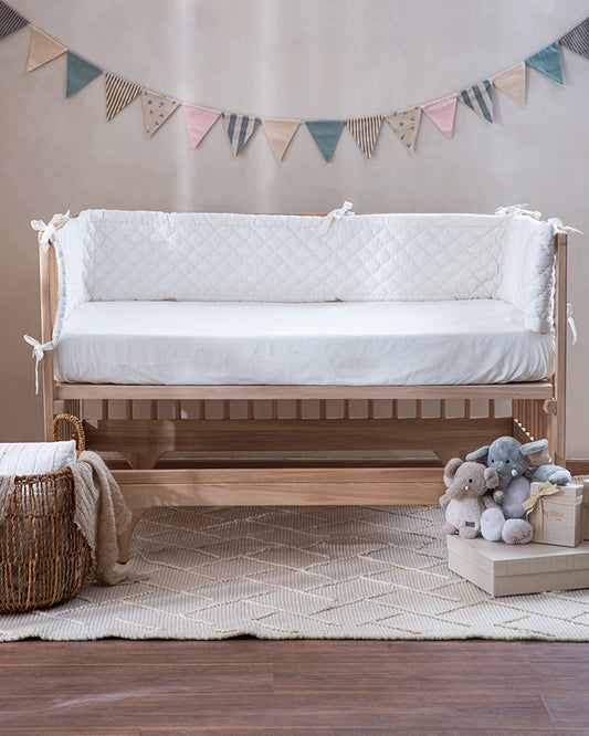 Aplito Baby Cot Bumper-Ivory-100% Organic Poplin Cotton-For Infants