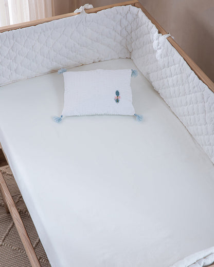 Aplito Baby Cot Bumper-Ivory-100% Organic Poplin Cotton-For Infants