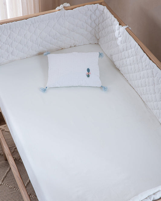 Aplito Baby Cot Bumper-Ivory-100% Organic Poplin Cotton-For Infants